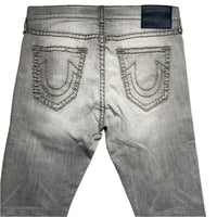 True Religion Rocco Distressed Light Grey Stitch Jeans (36W)