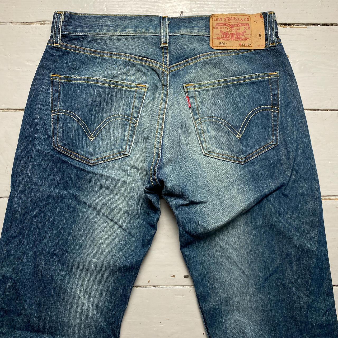 Levis 501 Vintage Stonewashed Navy Jeans