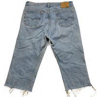Levis 501 Vintage Light Blue Wash Denim Cut Down Jorts 3/4 Shorts (36W)