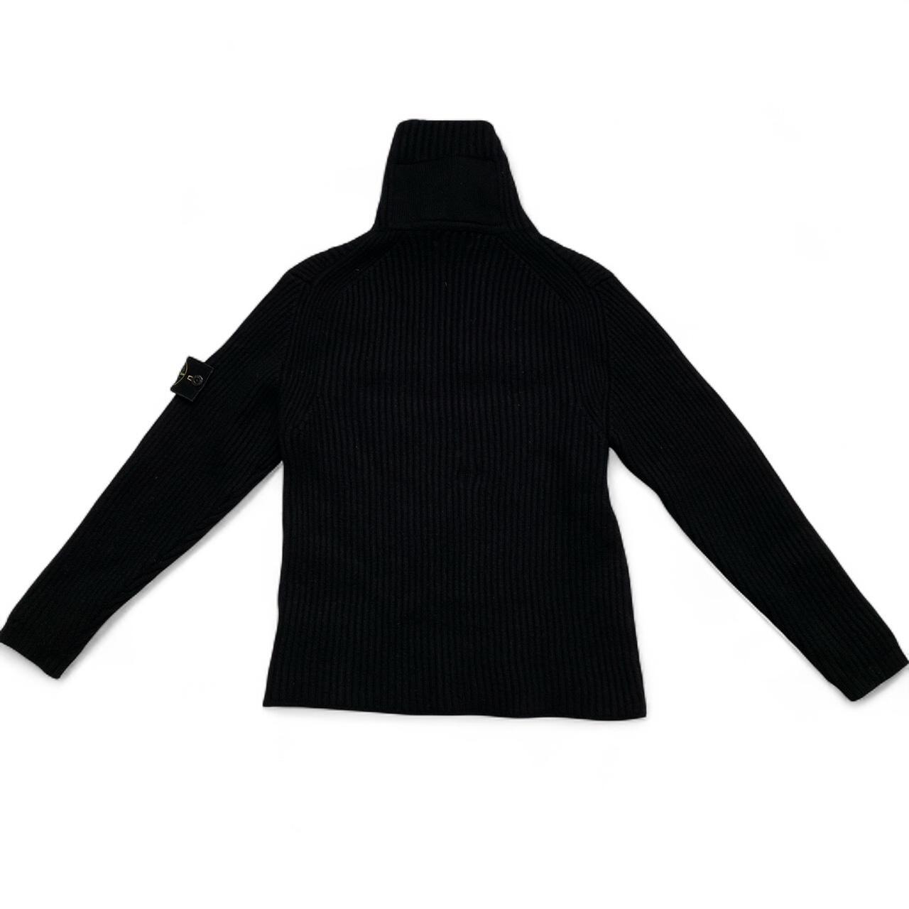 Stone Island Ribber Lana Wool Black Turtle Neck Jumper