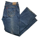 Levis 518 Super Low Bootcut Baggy Blue Faded Stonewash Jeans (38W)