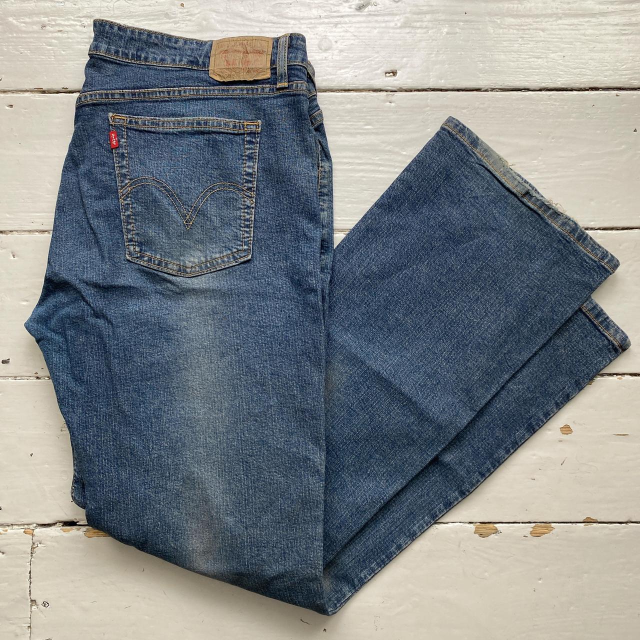 Levis 518 Super Low Bootcut Baggy Blue Faded Stonewash Jeans