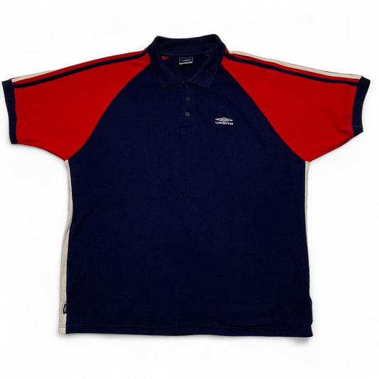 Umbro Navy Red and White Vintage y2k Polo Shirt (XL)