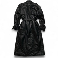 Phase 2 Vintage Leather Long Fur Lined Trench Coat Jacket (XL)