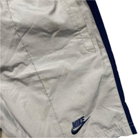 Nike Silver and Navy Vintage y2k Nylon Shell Bottom Shorts (M)