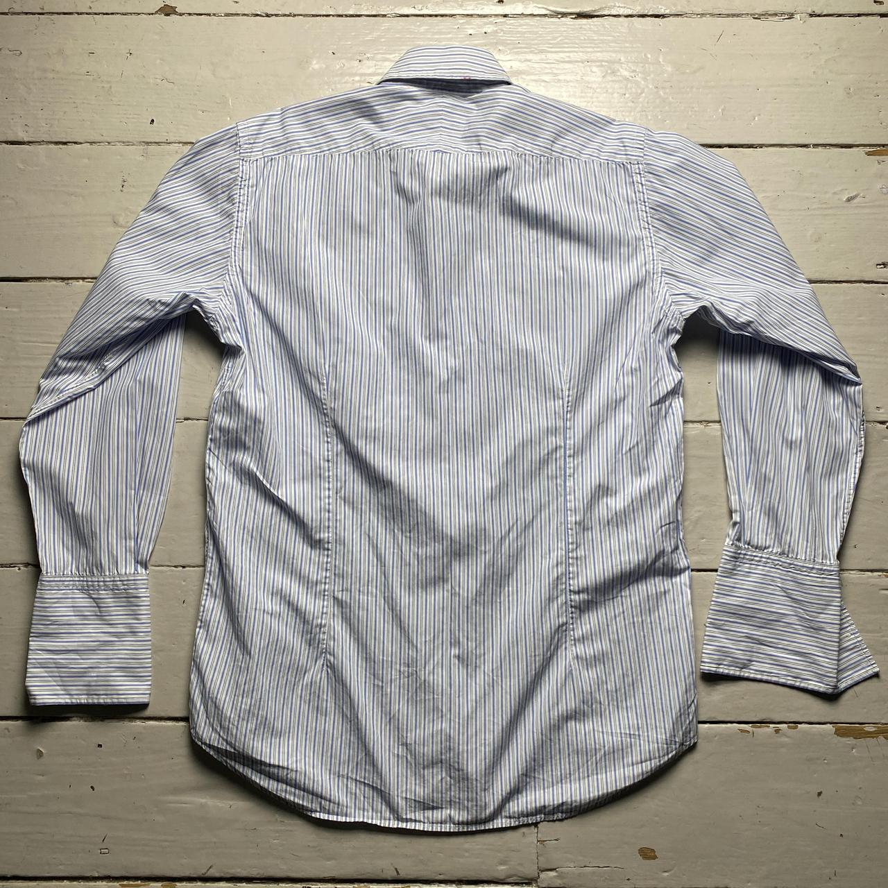 Dunhill Blue and White Pin Stripe Long Sleeve Shirt