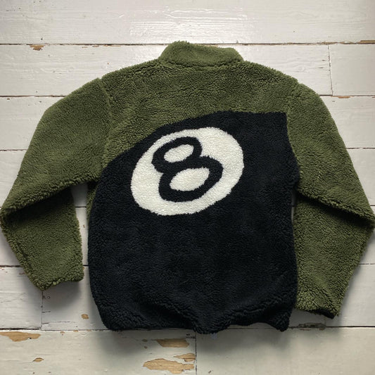 Stussy 8 Ball Fleece Green Black and White Reversible Jacket