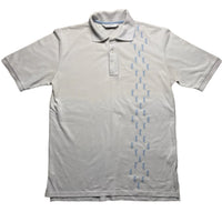 Yves Saint Laurent YSL Vintage White and Blue Repeat Logo Polo Short Sleeve Shirt (S)