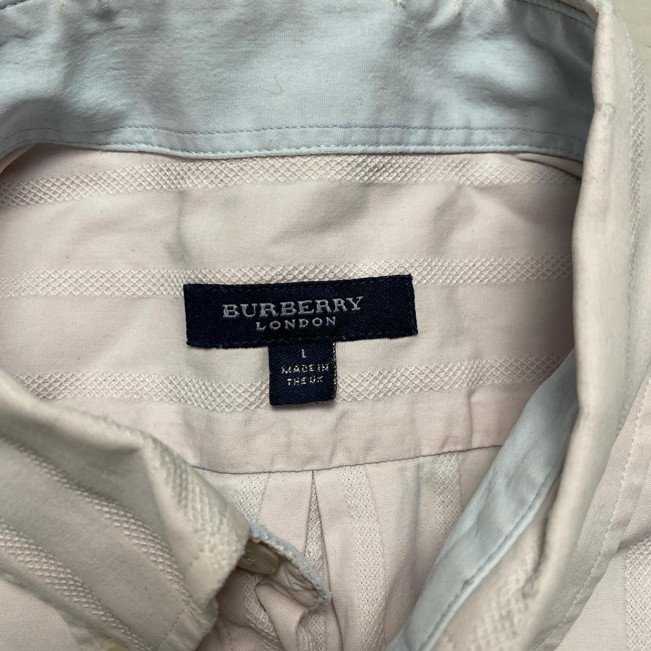 Burberry London Pink and Blue Vintage Short Sleeve Shirt (L)