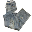 Ksubi Embroidered Flame Denim Thigh Slit Baggy Jeans (29W)