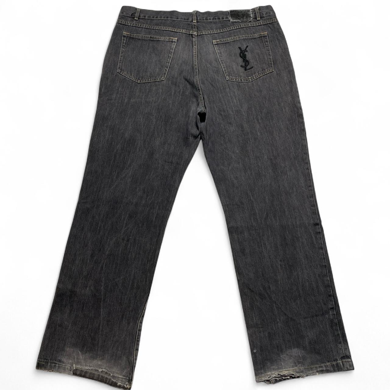 Yves Saint Laurent YSL Vintage y2k Grey Baggy Distressed Jeans (40W)