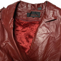 Phase Two Vintage Burgundy Long Fur Lined Trench Coat (2XL)