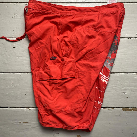 Nike Vintage Red Grey and White Baggy Cargo Shorts