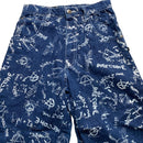 Raw Blue Anarchy All Over Paint Prints Jort Jean Shorts (28W)