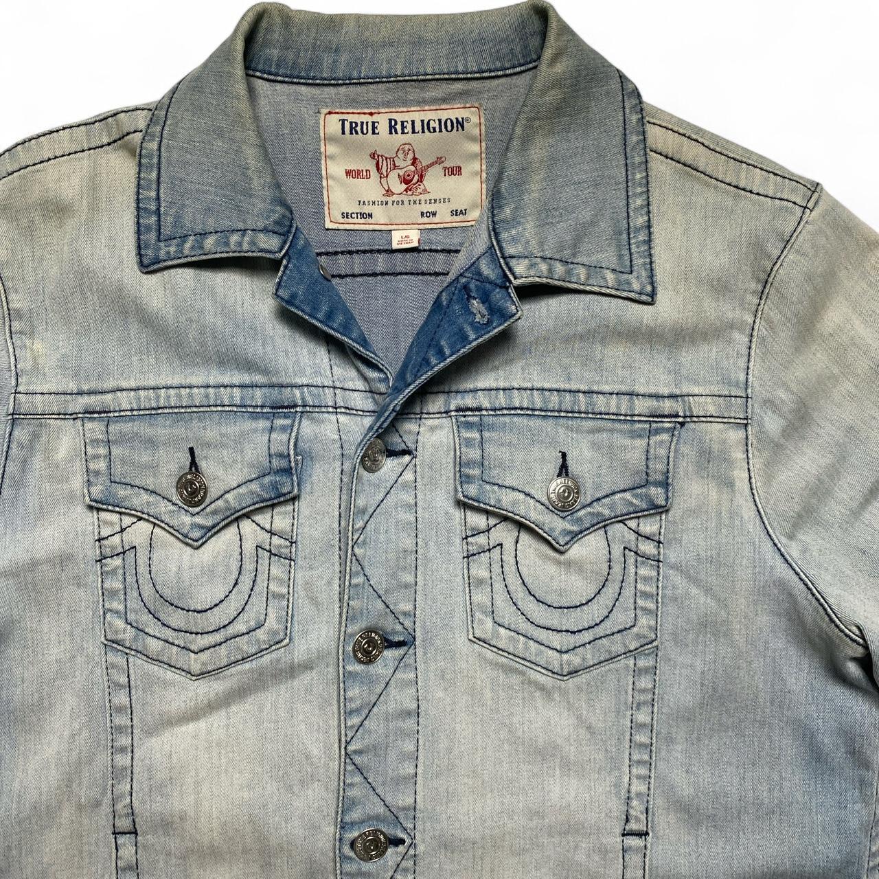 True Religion Light Blue Stonewashed Denim Button Up Jacket (L)