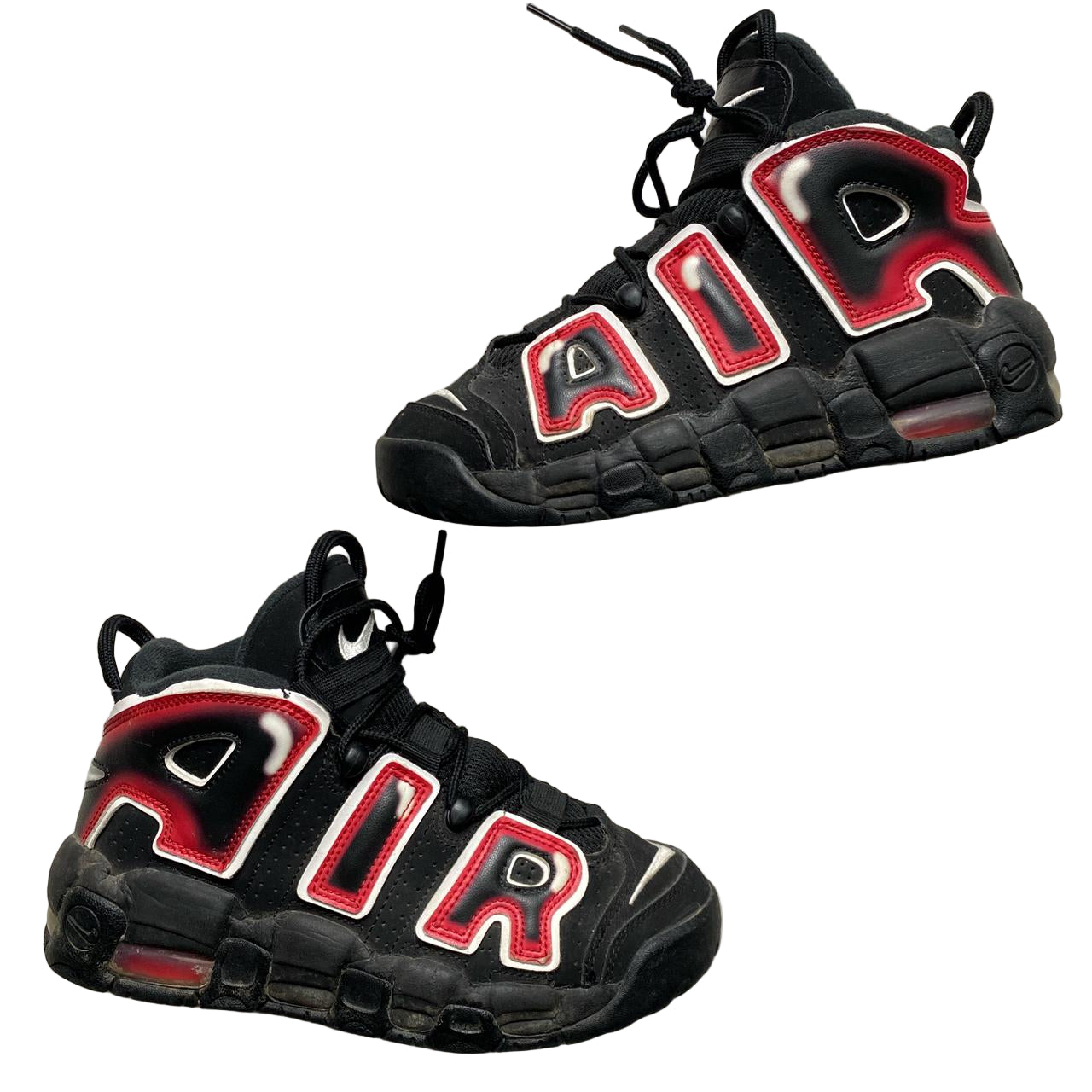 Nike Uptempo More Air Black Red and White (UK 4)