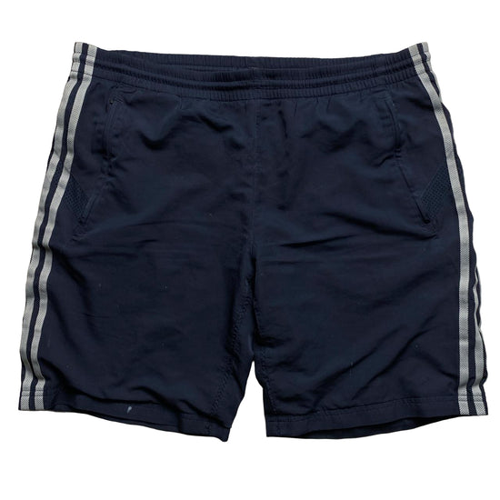 Adidas Vintage Navy and Grey Shell Trackpant Shorts (M)