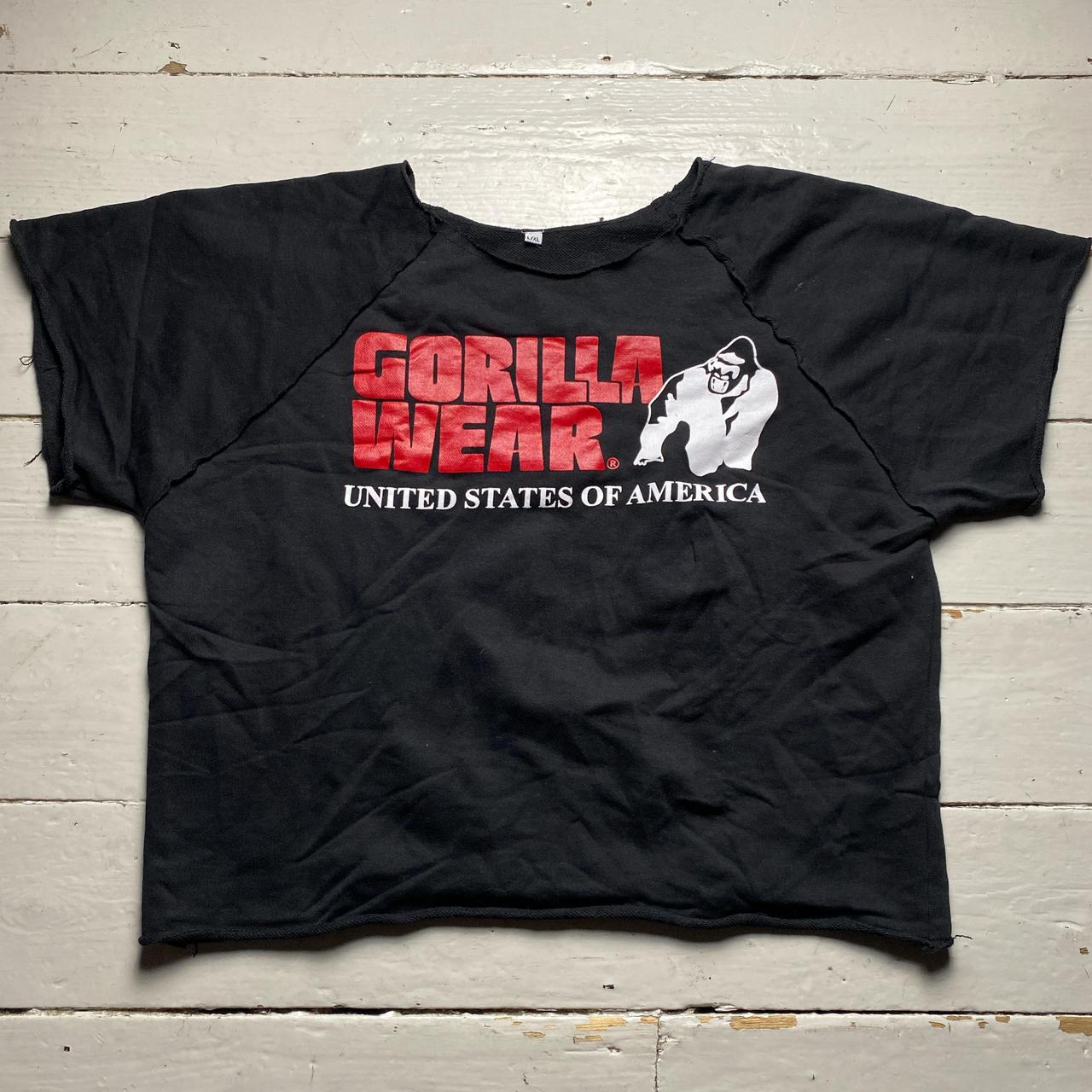 Gorilla Wear USA Black and Red Short Gym Sweatshirt Jumper