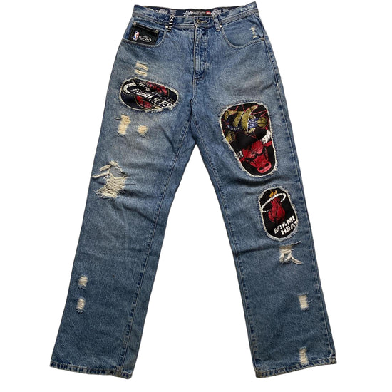 UNK Denim Vintage 90’s Basketball NBA Distressed Patch Jeans (30W)