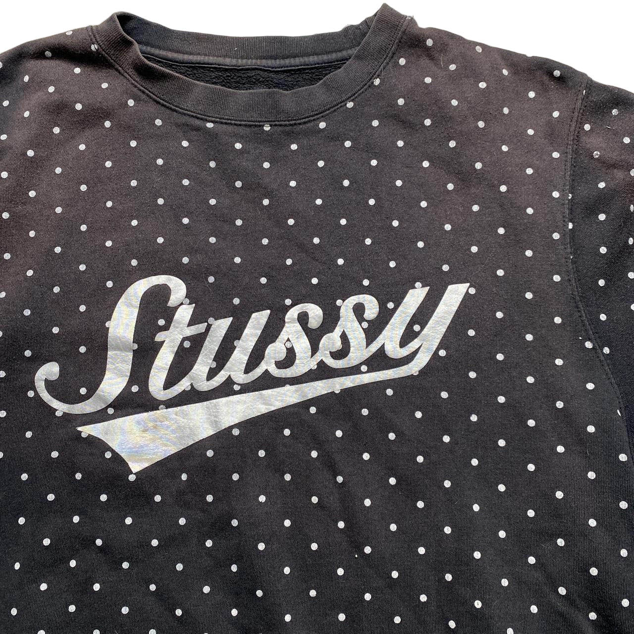 Stussy Black Polkadot Spellout Jumper Black and White (L)