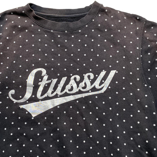 Stussy Black Polkadot Spellout Jumper Black and White (L)