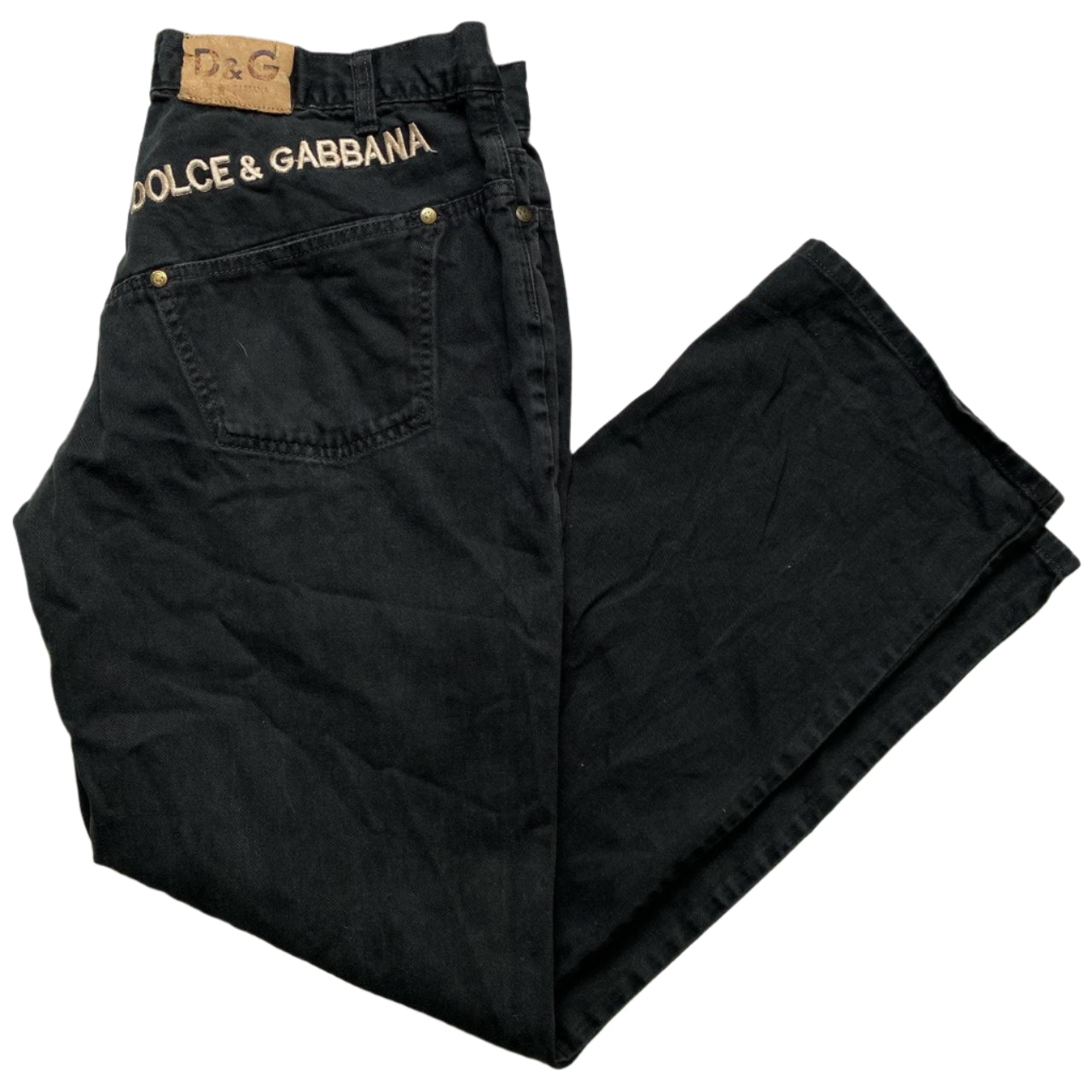 Dolce and Gabbana Vintage Black and White Embroidery Jeans (34W)
