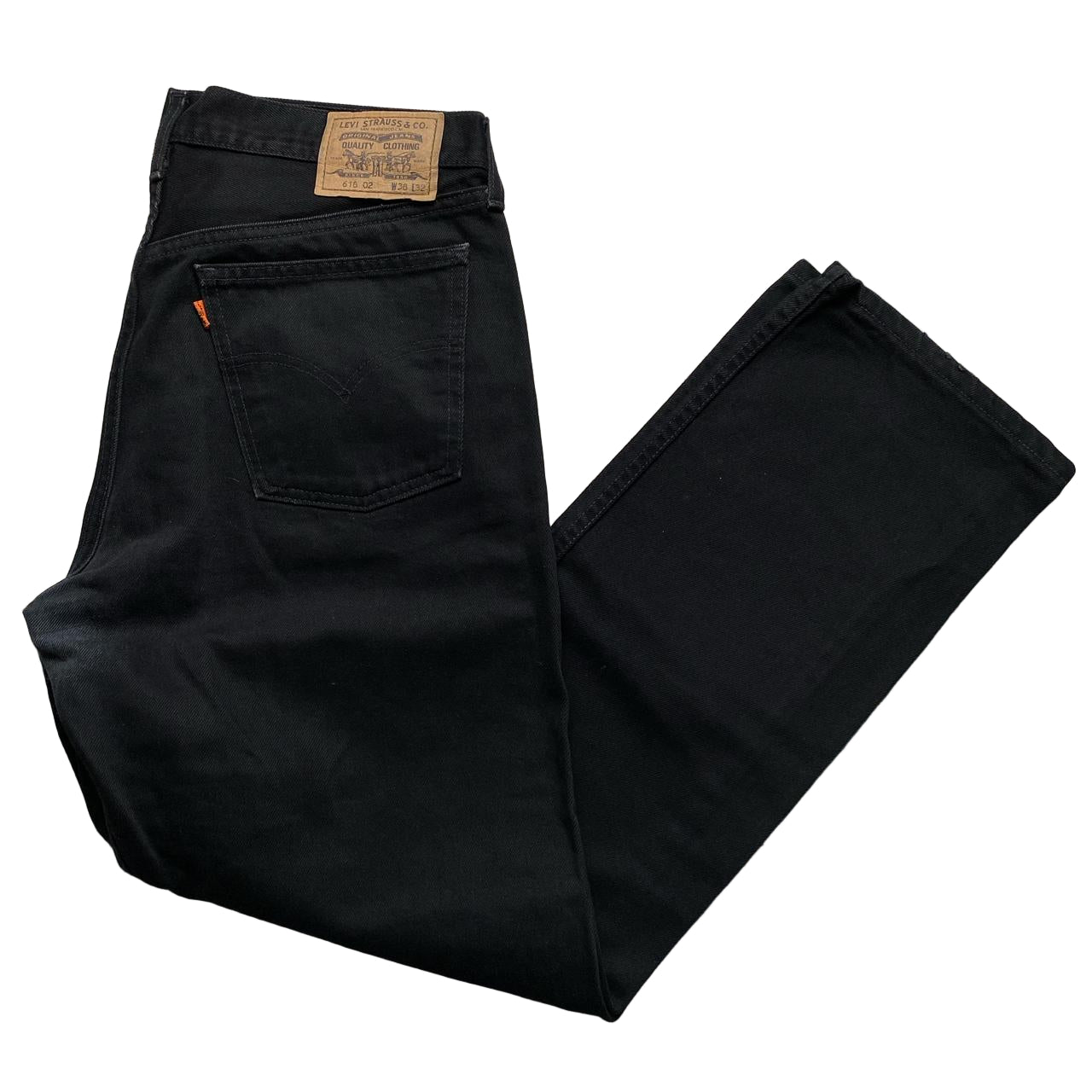Levis 618 02 Baggy Vintage Orange Tab Black Jeans (38W)