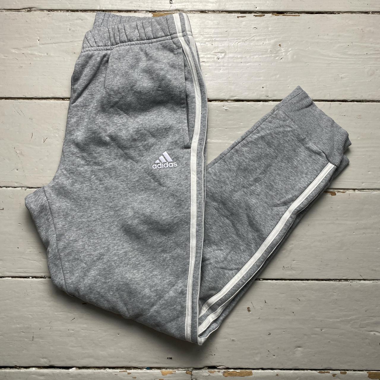 Adidas Grey and White Stripe Joggers