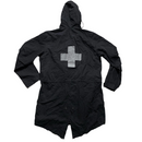 Places and Faces Black and Silver Reflective Parka Long Black Jacket (L)