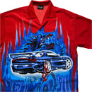 Dragon Japanese Car Mazda Y2K Short Sleeve Red and Blue Shirt (XL)