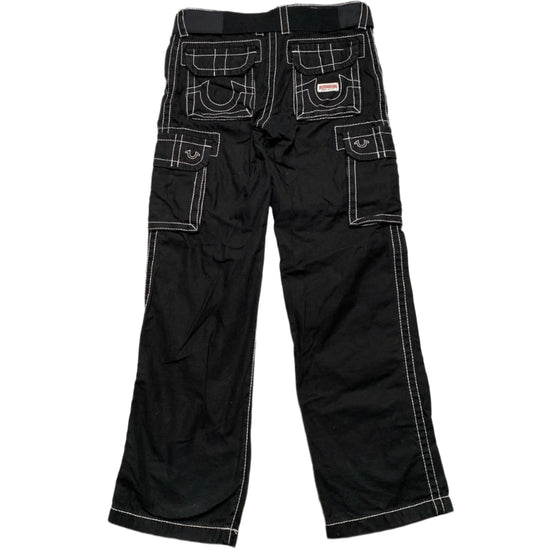 True Religion Womens Black and White Contrast Big Stitch Cargo Trousers (28W)