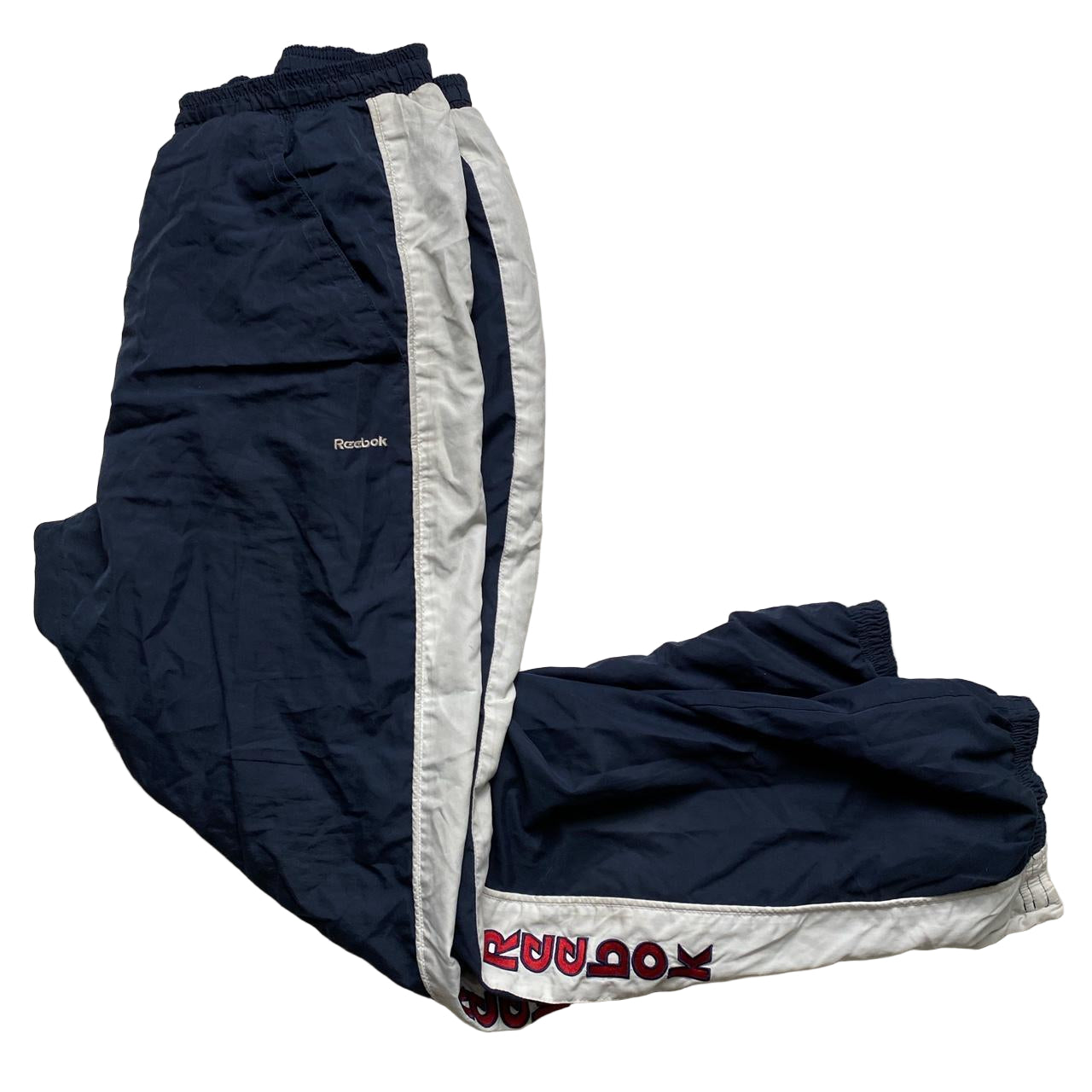 Reebok Vintage Shell Trackpant Baggy Navy White and Red Bottoms (S)