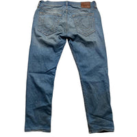 True Religion Geno Blue Stonewash Brown Stitch Jeans (36W)