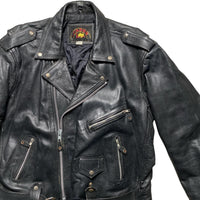 London Leather Vintage Black Biker Motorcycle Jacket (L)