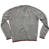 Wolsey Vintage 90’s Grey and Burgundy V Neck Jumper (M)