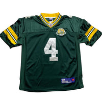 Greenbay Packers Reebok Brett Favre Lambeaufield 2007 NFL Green and Yellow Football Jersey (L)