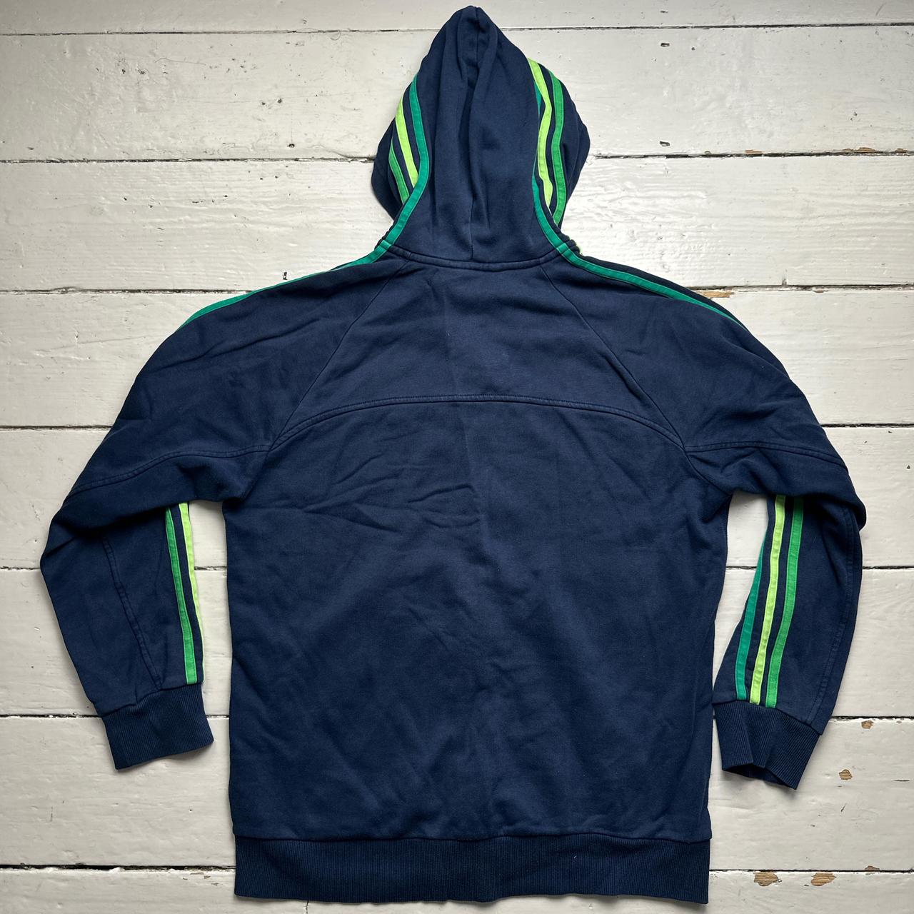 Adidas Performance Essentials Navy and Tri Green Hoodie