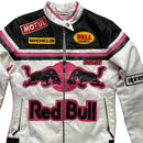 Redbull Vintage Biker Style Womens Bomber Jacket with Leather Patches (S)