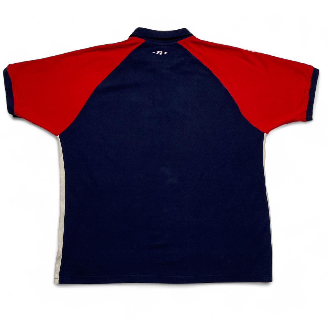 Umbro Navy Red and White Vintage y2k Polo Shirt (XL)