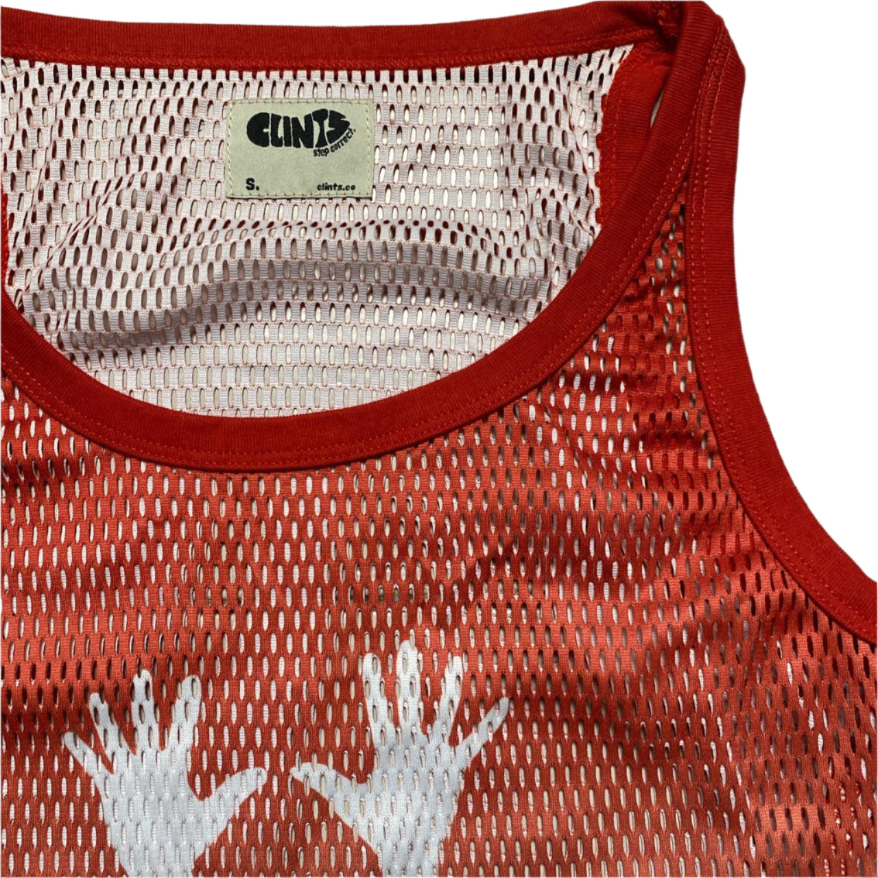 Clints Mesh Tank Top Vest Red and White Ombre Blend (S)