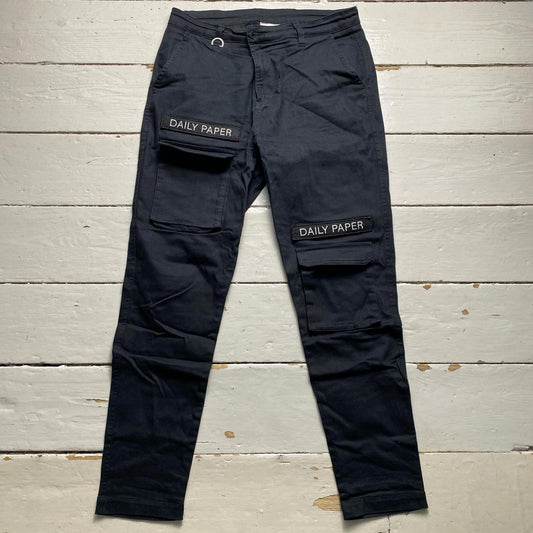 Daily Paper Black and White Velcro Cargo Combat Trousers