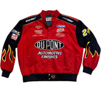 Chase Authentics NASCAR Red and Black Flames Du Pont Racing Bomber Jacket (2XL)