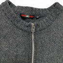 Paul Smith Red Ear Vintage Wool Grey and Red Arm Patch Zip Jumper (XL)