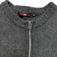 Paul Smith Red Ear Vintage Wool Grey and Red Arm Patch Zip Jumper (XL)