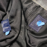 Burberry Vintage Grey Checked Suit Jacket (XL)