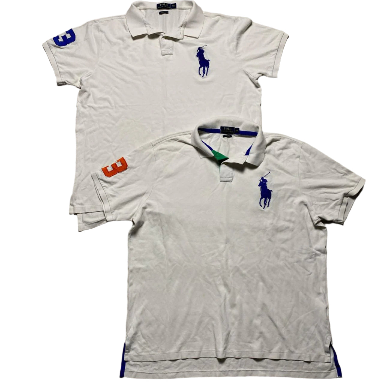 Polo Ralph Lauren White and Blue Polo Shirt No (2XL)