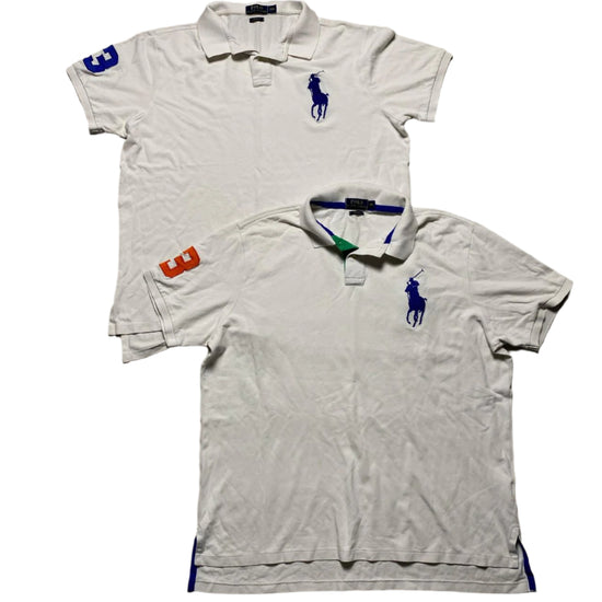 Polo Ralph Lauren White and Blue Polo Shirt No (2XL)