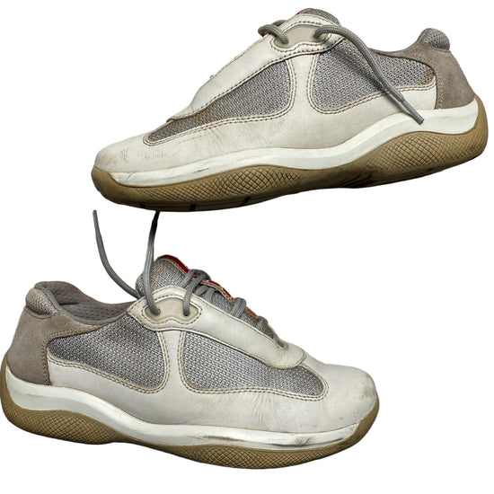 Prada Americas Cup White and Silver Vintage Trainers (UK 3)