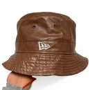 A’s New Era Brown and White Faux Leather Bucket Hat