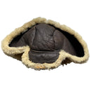 Sheepskin Leather Vintage Dog Ear Trapper Hat Brown and Cream